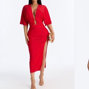 Fashion Nova Red Skirt Set